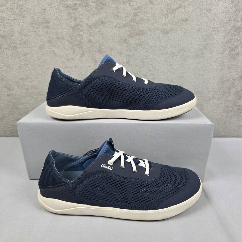 OluKai Moku Pae Boat Shoes Mens Size 10.5 Blue Mesh Lace Up Casual Sneakers